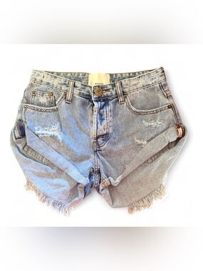 One Teaspoon Light Blue Distressed Denim Shorts